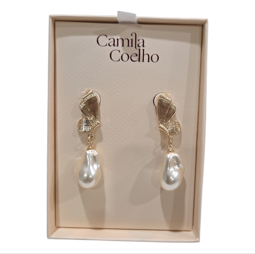 💛▪️Camila Coelho▪️ Gold Butterfly  Pearl Earrings